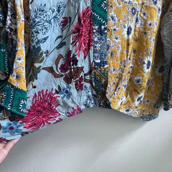 UMGEE Multicolor Floral Mixed Print Boho Ruffles Sleeve Top Women's Size Large - Picture 7 of 9